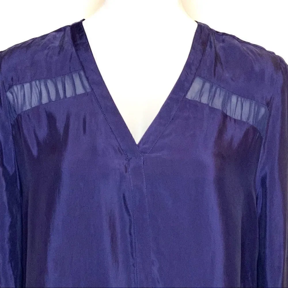 Daniel Rainn for stitch fix NWT navy blue kittie textured blouse size L
